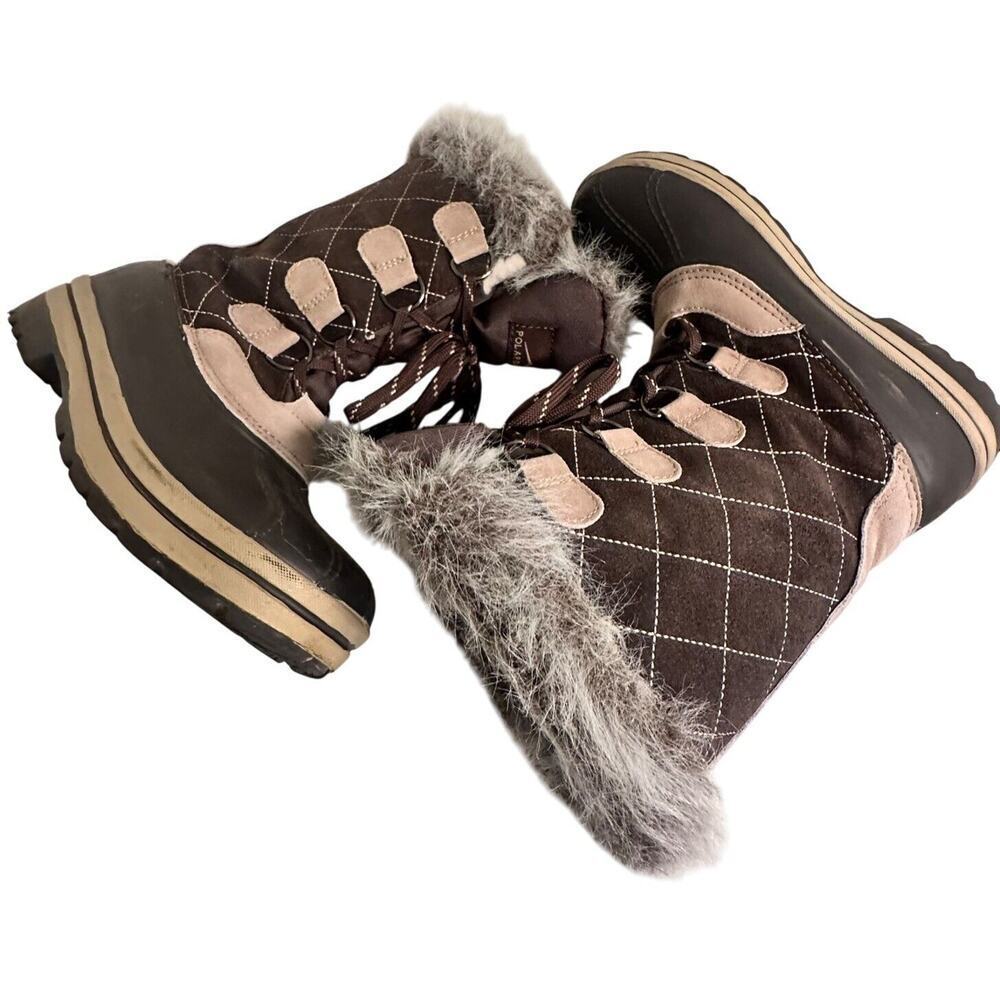 Polar Edge Thinsulate Suede Leather Faux Fur Boots Winter Womens Sz 7 Gorpcore - Picture 10 of 16
